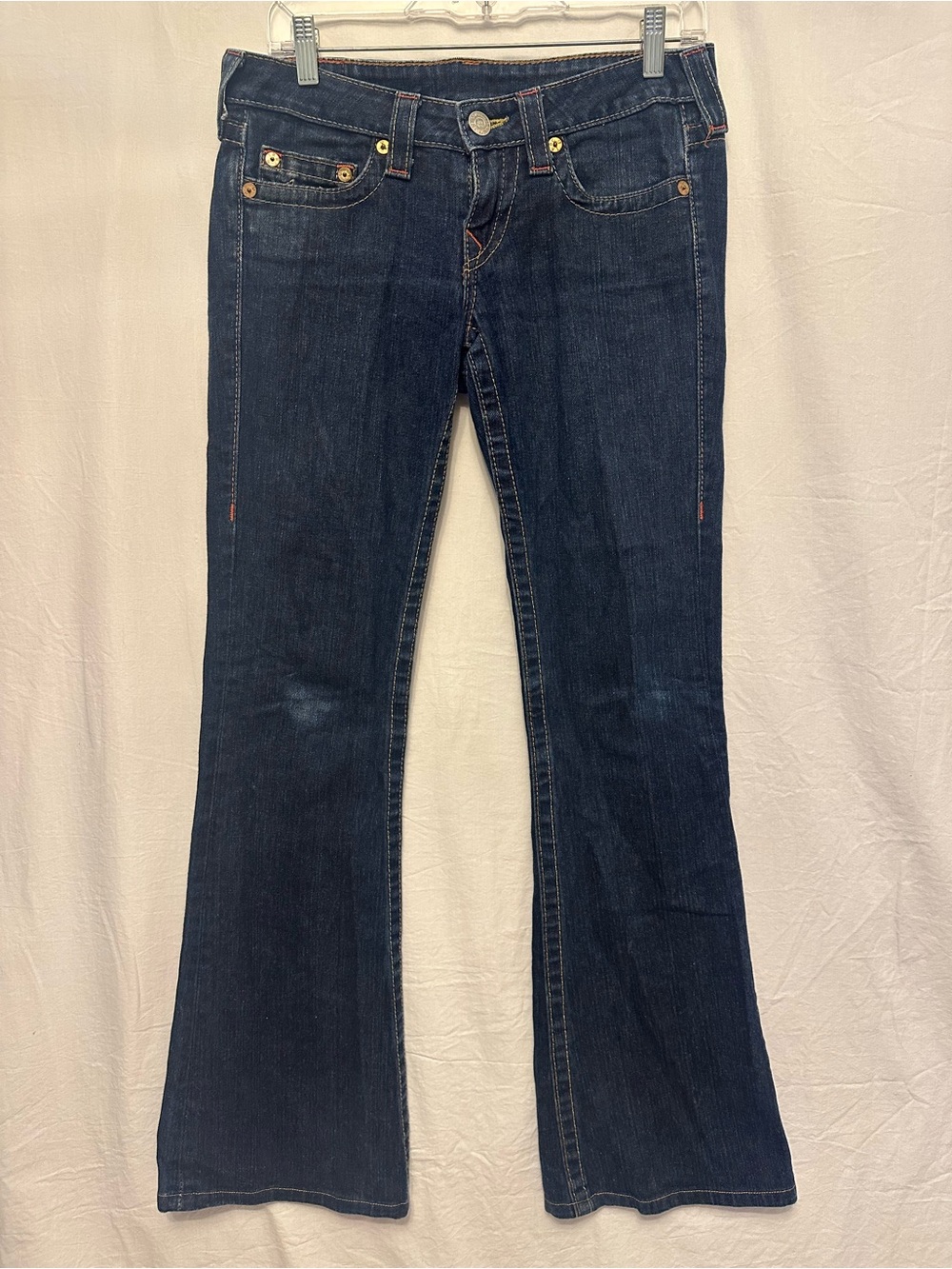 True Religion Bobby Jeans Size 27 Dark Wash Flare Bootcut Made in USA Y2K